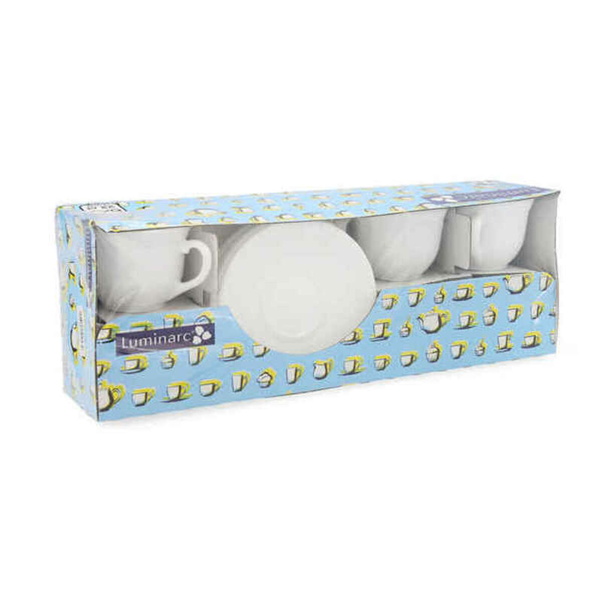 Set di Tazze e Piatti Luminarc Trianon [6 pcs] Bianco Vetro 220 ml [12 Pezzi]