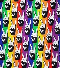 1 Yard Peace Out Pride Rainbow Cotton Fabric Alexander Henry 8844 A