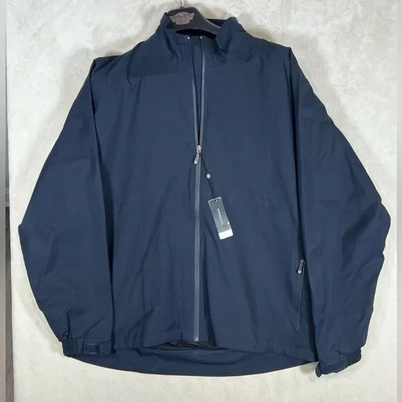 NWT Turtleson L Waterproof Navy Full Zip Golf Performance Windbreaker Coat R4