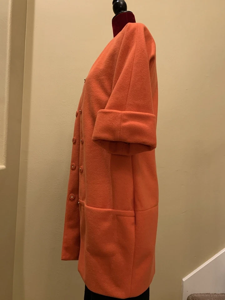 Abrigo Corto Mujer Victoria Beckham Naranja Lana Usado Excelente Estado Foto 4 de 4