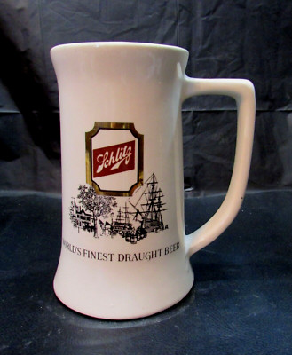 Schlitz World's Finest Draught Beer Vintage White McCoy Pottery Beer Mug Stein