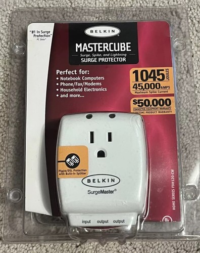 Belkin Mastercube Surge Protector Model F9H120-CW Computer Phone Fax NEW Vintage