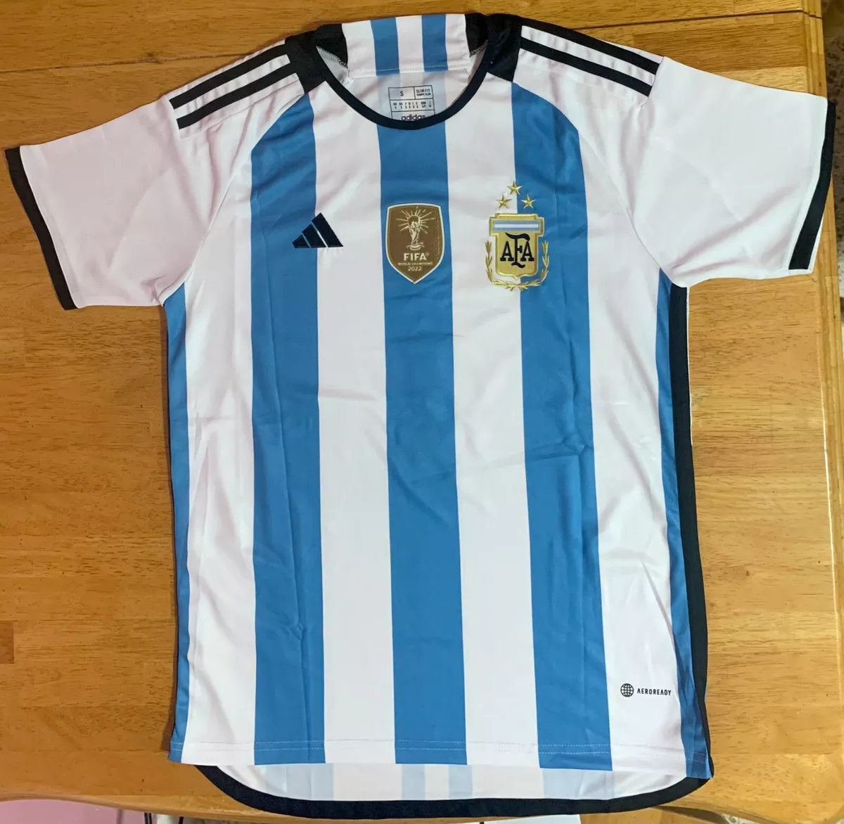 ARGENTINA SOCCER JERSEY 3 STARS CAMPEONES DEL MUNDO - NEW - LIMITED QUANTITY