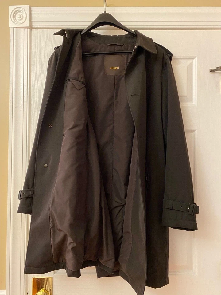 Trenchcoat masculino Allegri Milano forrado com cinto abotoado marrom tamanho 52 - Imagem 3 de 4