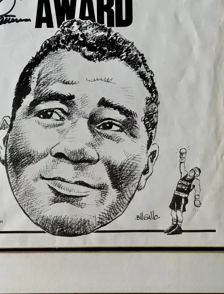 "Póster de dibujos animados autografiado firmado por Floyd Patterson de colección • 14"" x 18""" Foto 4 de 4