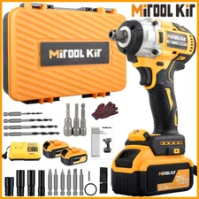 20V Cordless Impact Wrench 1/2" 600Nm High Torque Brushless Drill W/  Batteries