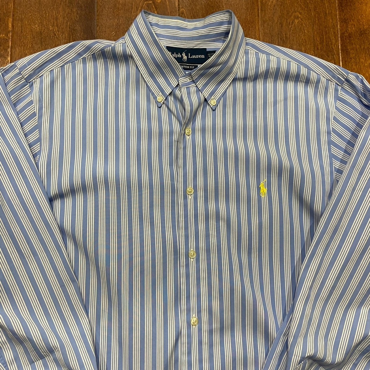 Polo Ralph Lauren Vintage 90s Striped Blue White Button Down