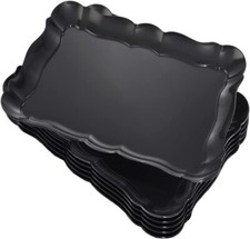 Black Plastic Serving Trays 6 Pack 15x10 Food Drink Platter Reusable Restaurant