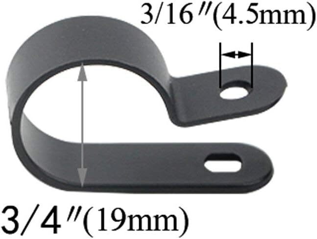 100-Pack 3/4″ R-Type Nylon Cable Clips – Black Screw Wire Clamps For Cable Management, Indoor/Outdoor Use, Corrosion Resistant