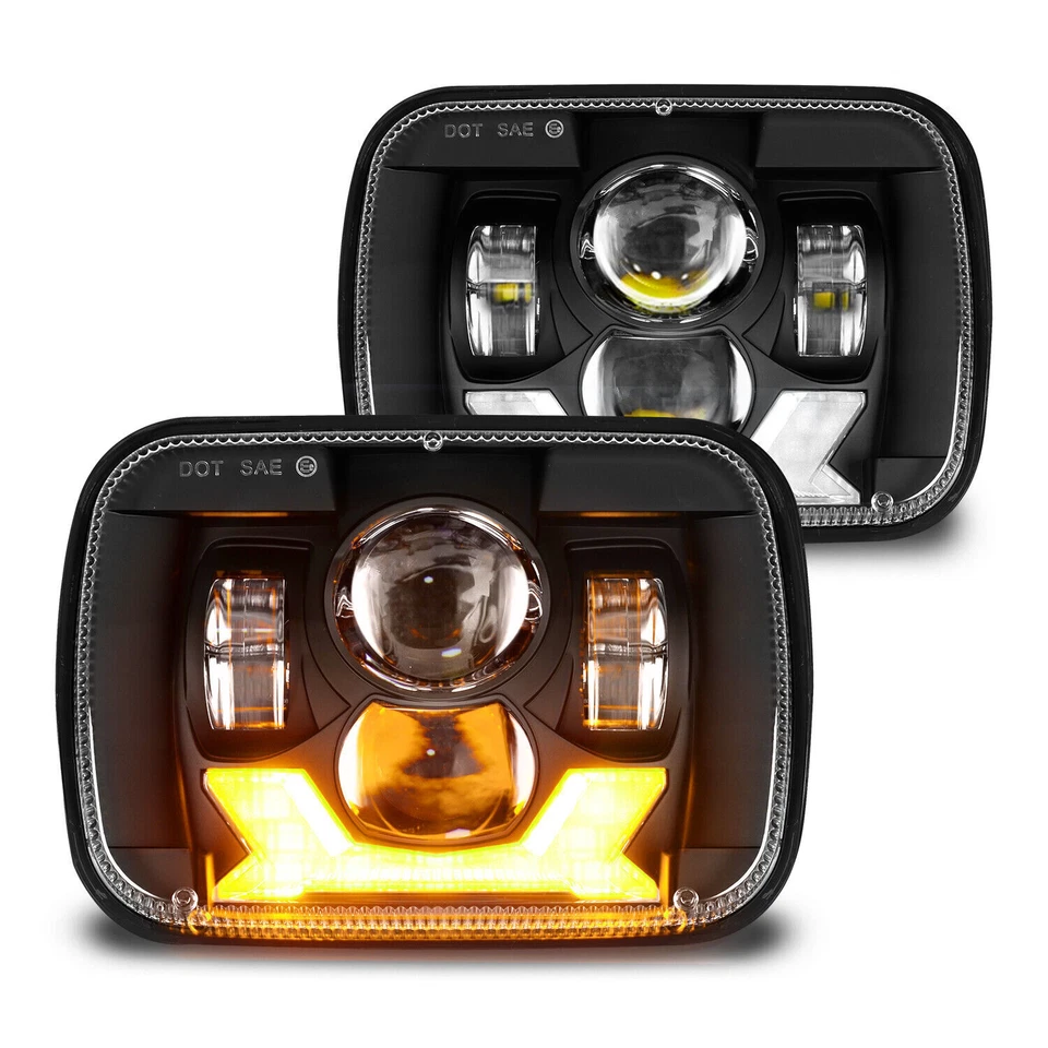 Für Jeep Cherokee XJ Wrangler YJ LED Scheinwerfer Hi/Lo Strahl DRL Turn Signal - Bild 2 von 4