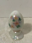 Fenton Art Glass Iridescent EGG Hand painted Florals Signed L. Everson - EASTER