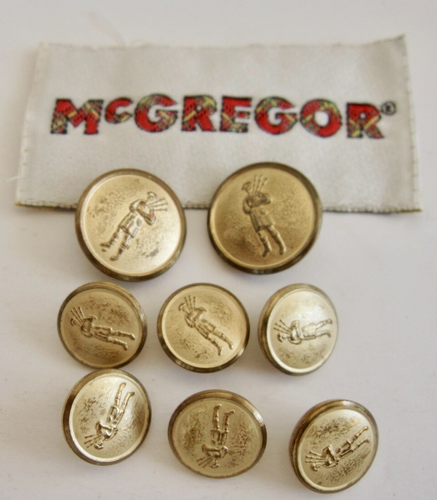 McGregor 8 Gold Blazer Replacement Buttons Scots Bagpipes Kilt Piper Burns Night - Picture 5 of 7