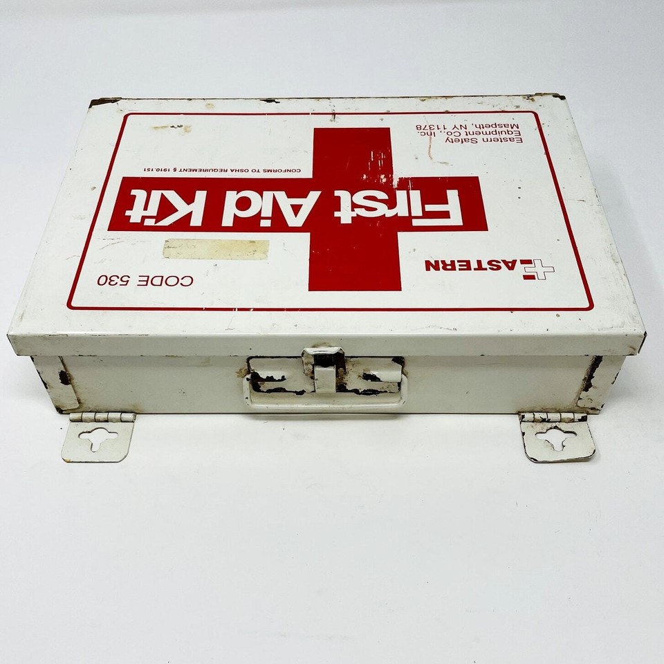 Vintage First Aid Kit Metal Box + Contents Eastern Safety Equipment eBay
