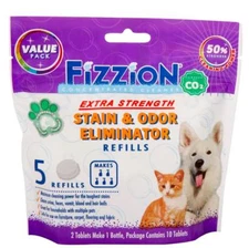 Fizzion EXTRA STRENGTH Pet Stain & Odor Remover Dog Cat Urine (5 Refill Bag)