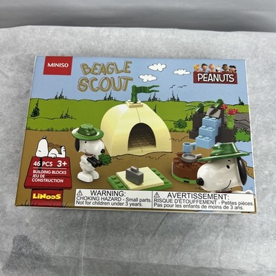 New Miniso Peanuts SNOOPY CHARLIE BROWN Camping Tent Building Blocks Linoos