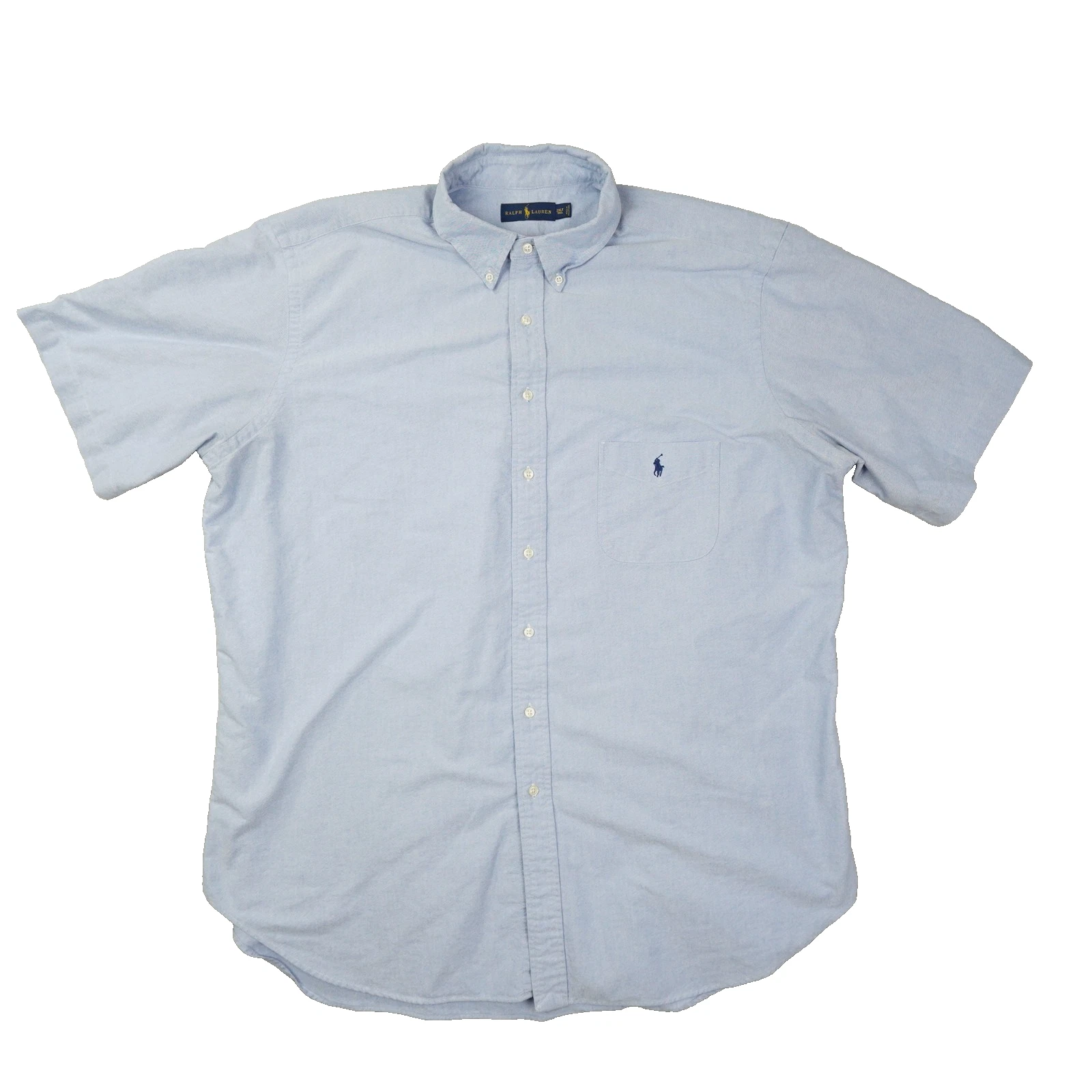 Ralph Lauren Oxford Button Up Shirt Men's 2XLT Blue Short Sleeve Classic Preppy