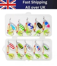 10x Fishing Spinners Lure Set with Treble Hook Pike Perch Trout Salmon