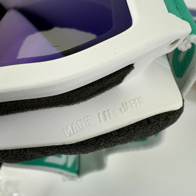 Vintage Swans Ski Goggles White Mint Green Mirror Lens Winter