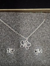 Sterling Silver Necklace & Earrings Set Vinta...