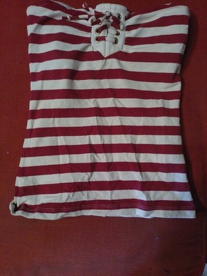 Tube Top Gestreift Rot Weiss Größe 34