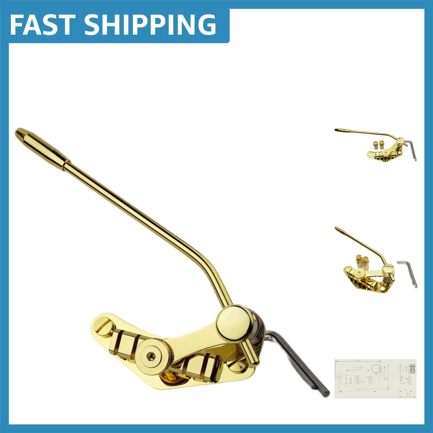 TM85 Gold Tremolo Stop Bar Tailpiece for Electric Guitar - Right-Handed Design