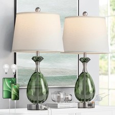 Coastal Glass Table Lamps Set of 2 3-Way Dimmable Touch Control Nautical Lamp