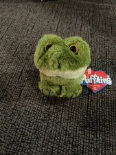 Vintage Swibco Puffkins LILY Frog Keychain with Tag Green Soft Plush Toy