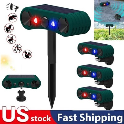 Solar Outdoor Motion Sensor Alarm 2*130db Ultrasonic Siren with 4 Modes Flashing