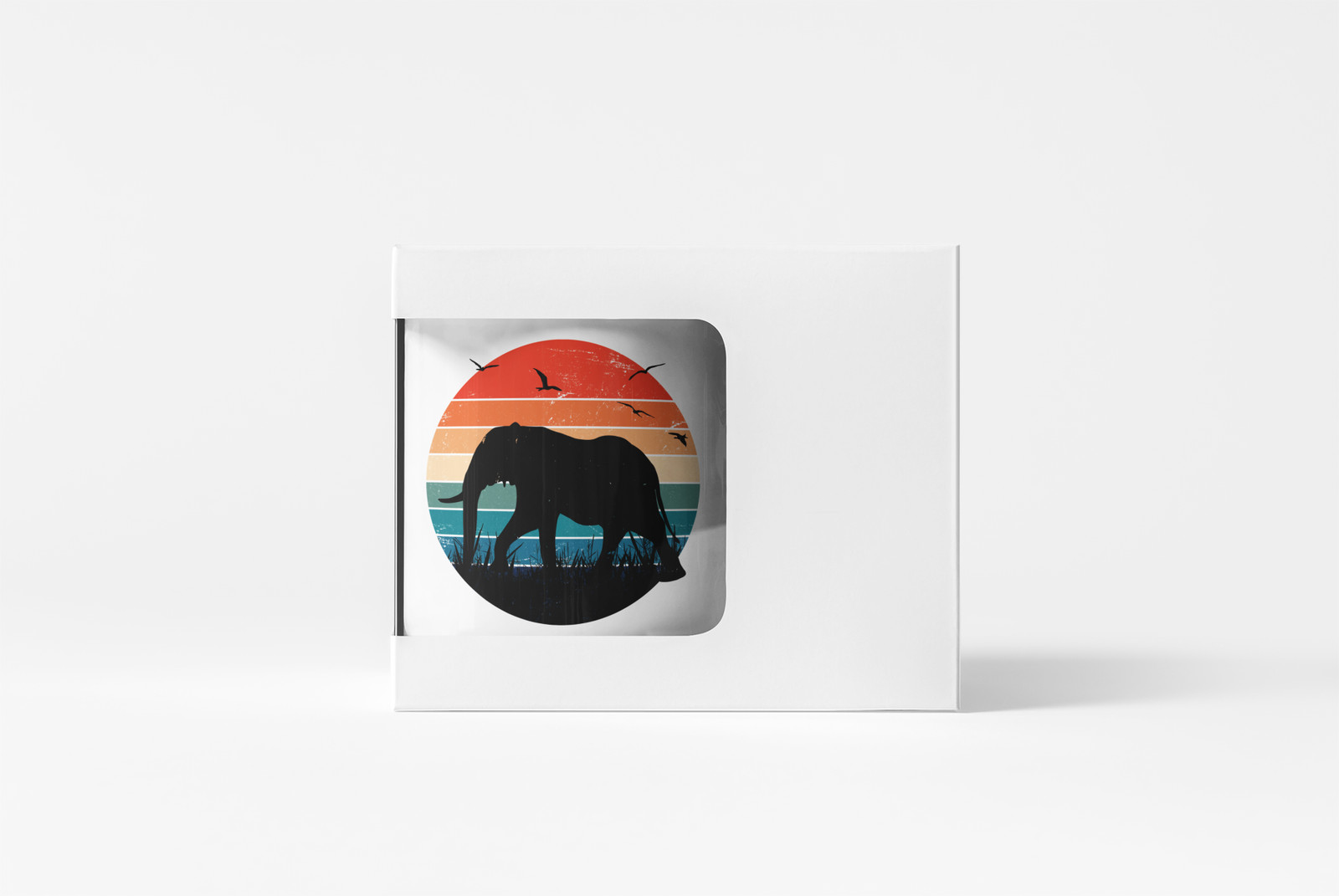 Elephant in Sunset Retro Design Ceramic Coffee Mug