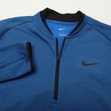 Nike Therma 1/4 Zip Pullover Mens Large Blue Fleece Lined Training Sweatshirt