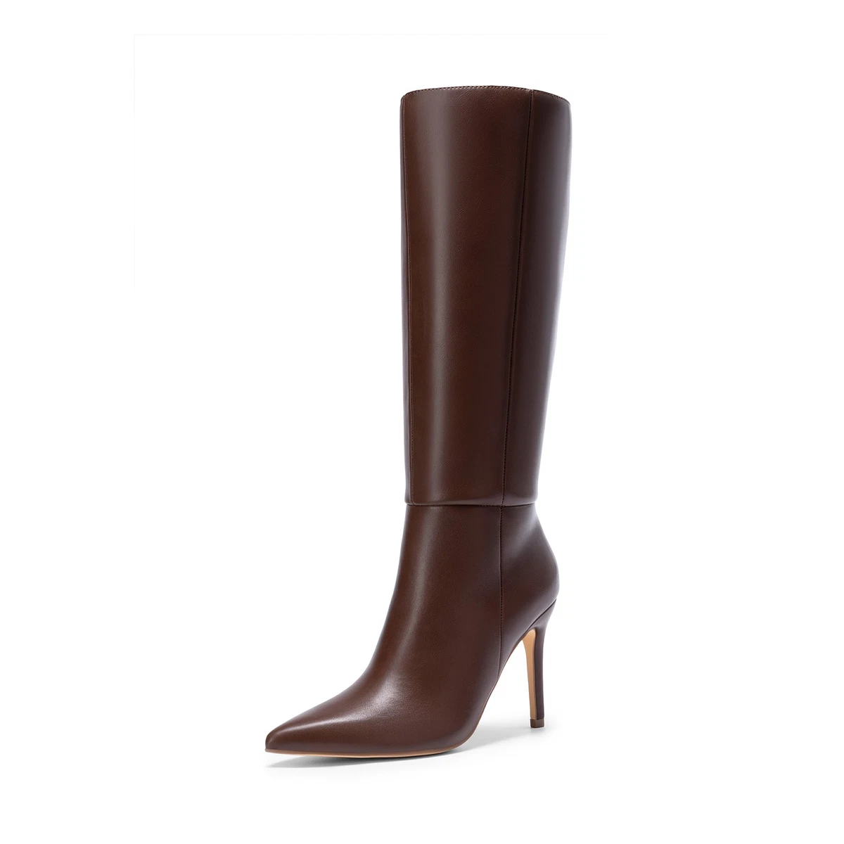 knee length dresses for ladies London Sleek Leather Dress Boots for Slim Calves 5.5 / Brown Leather / Slim