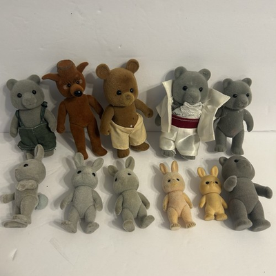 #ad #ad Calico Critters Maple Town Sylvanian Flocked Animal Figure Lot Wolf Accessories $32.00