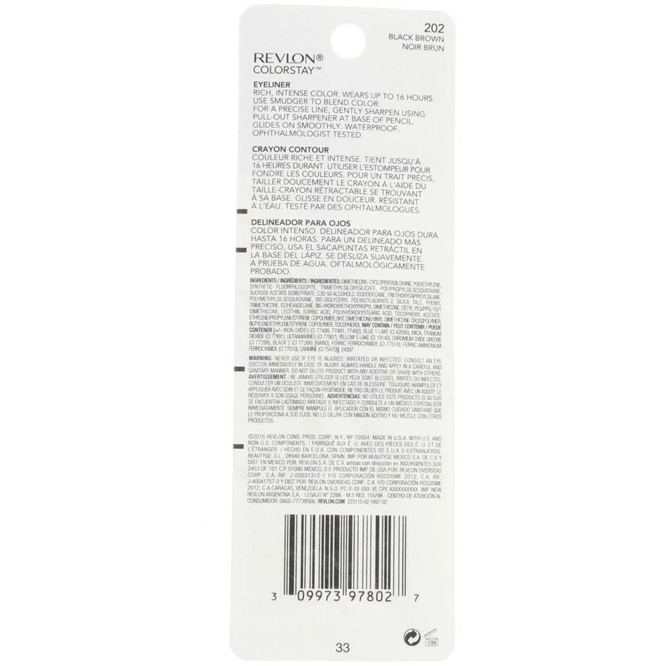 3 Pack Revlon ColorStay Waterproof Eyeliner, Black Brown 202, 0.01 oz - Image 2 of 2