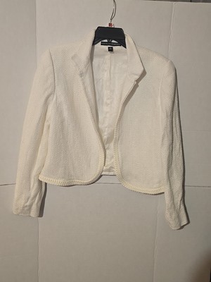 Linda Allard Ellen Tracy  Ivory Cropped Blazer With Notched Lapels  Size 16 -E