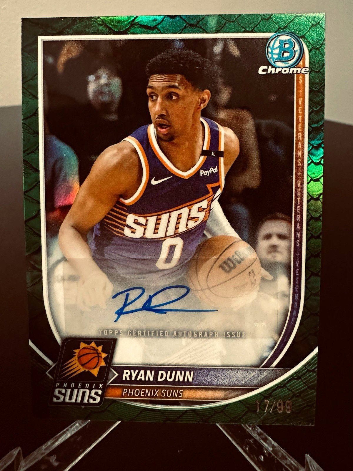 Topps 2025-26 Bowman Chrome Ryan Dunn Suns Green Geometric Auto BCA-RU /99