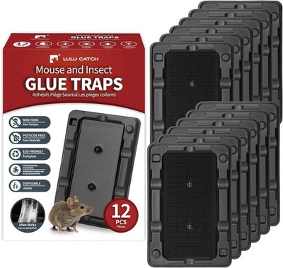 12 Trampas De Pegamento Para Ratones y Cucarachas Insectos Interior En Oferta