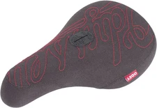 Odyssey Big Stitch BMX Pivotal Seat - Durable Canvas, Black/Red for Freestyle &