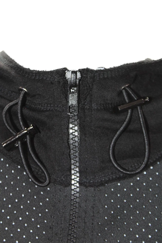 Elie Tahari 运动女式波尔卡圆点纹理长袖连帽衫黑色 S 码 — 第 4/4 张图片