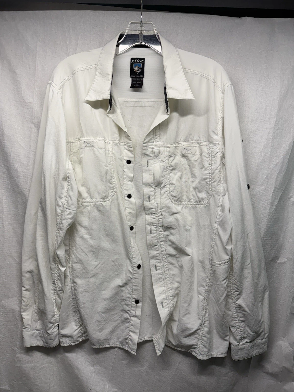 Kuhl Airspeed Men's White Long Sleeve Vented Hiking Button Down Shirt L
