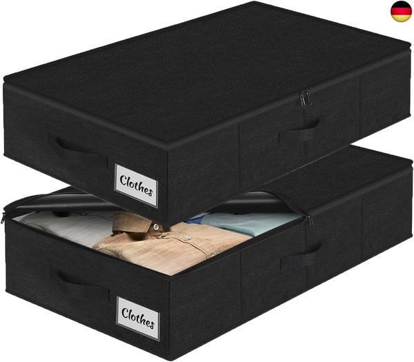 Unterbett Aufbewahrungsbox Mit Deckel, 2 StüCk Faltbar Unterbettkommode,-image
