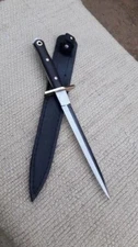 CUSTOM HANDMADE D2 TOOL STEEL BLADE HUNTING DAGGER KNIFE MICARTA HANDLE+SHEATH