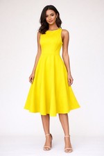 Boohoo Yellow Sleeveless Fit & Flare Skater Dress Women’s US 8
