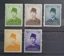 Indonésie 1951 Président Sukarno 5 valeur MNH 3FM254