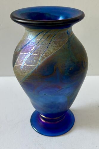 Signiert Vintage 1985 Bruce Freund Art Glas 8"" Vase Loetz Tiffany Stil schön - Bild 2 von 5