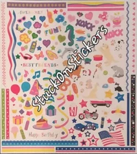 Mrs Grossman PARTY ICONS Stickers Vintage retired 2002 Seahorse dog pretzel cake