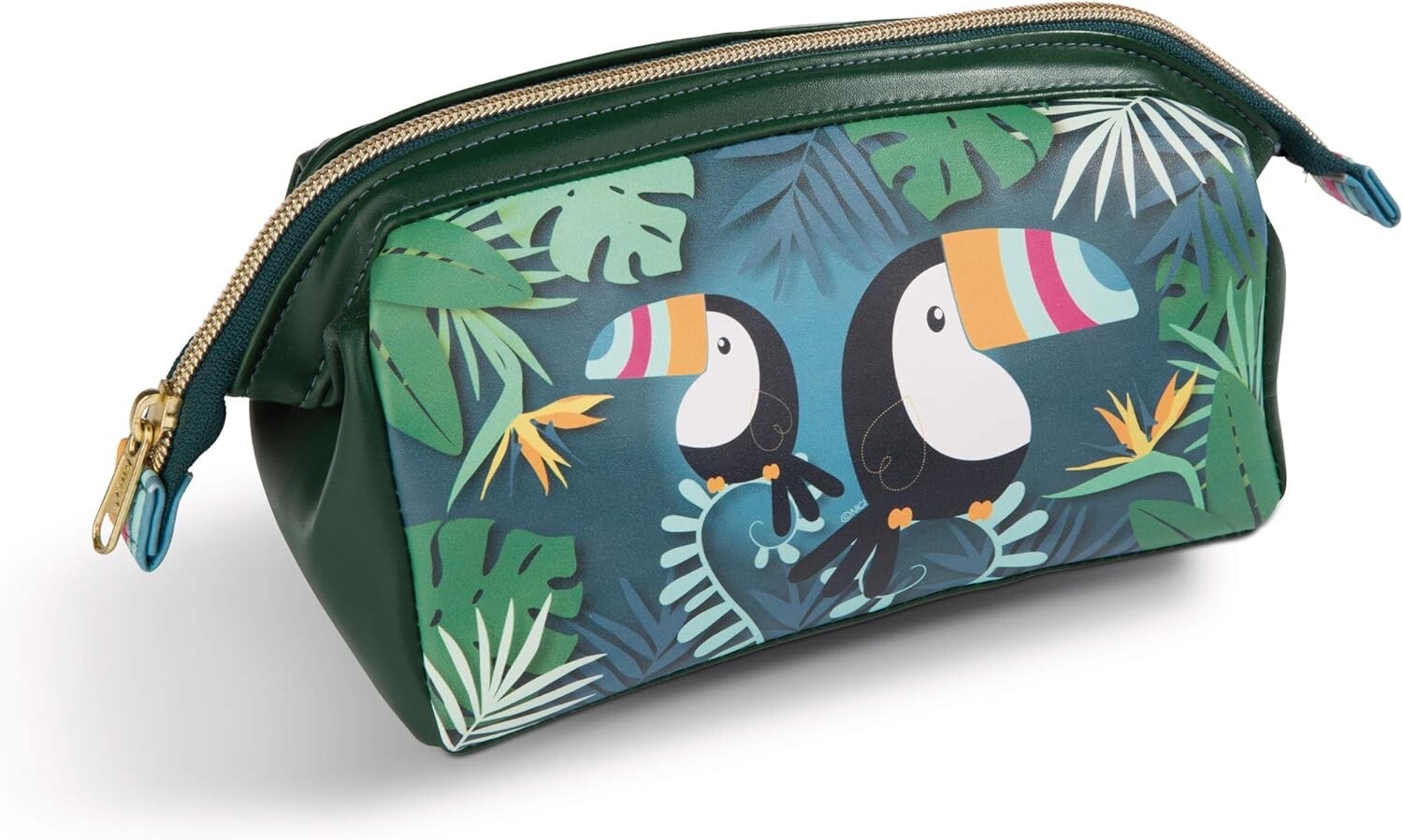 Kosmetiktäschchen Tukan 18x12x9cm Aus Kunstleder, Grün/bunt