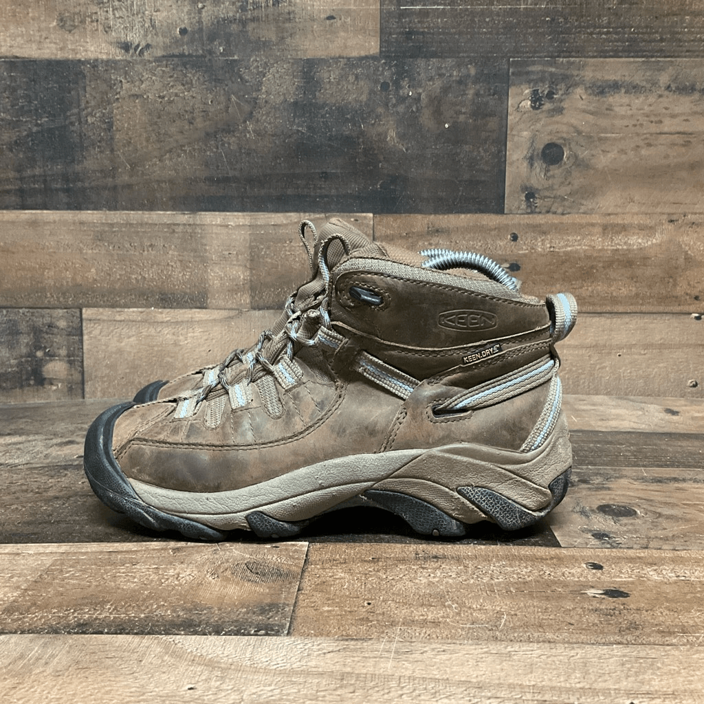 Stivali da trekking Keen Dry donna taglia 7 5 marroni stringati outdoor pelle isolata
