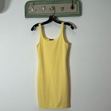 Pretty little thing canary yellow fitted mini tank style dress women’s small /4