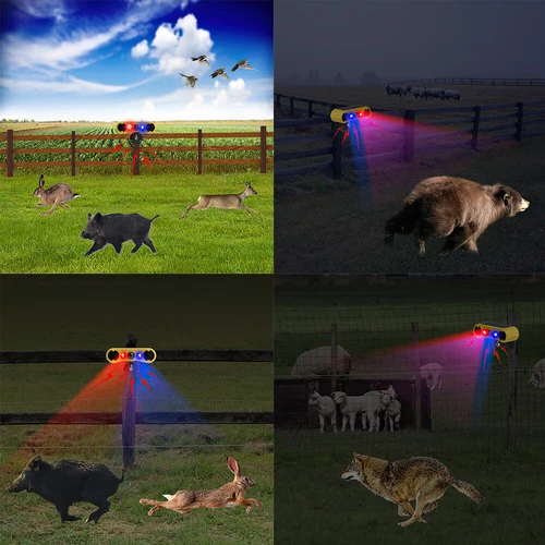 Außen Solar Bewegungsmelder Alarm 260dB Sicherheit Hund/Schuss Stroboskop Licht 4 Modi - Bild 11 von 19