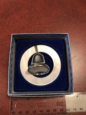 Vintage Signed WEB Pewter Male Teething Ring Bell Memento NEW IN BOX FREE SHIP